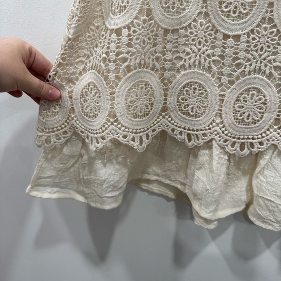 Entro Crochet Lace Sleeveless Layered Tank Top Cream Tan Small - Picture 6 of 6
